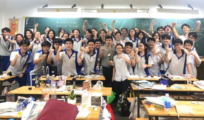 Lớp 12B4 trong giờ học, tháng 4/2025. Ảnh: Giáo viên cung cấp