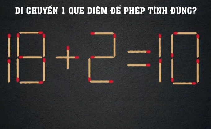 Di chuyển một que diêm để sửa phép tính sai