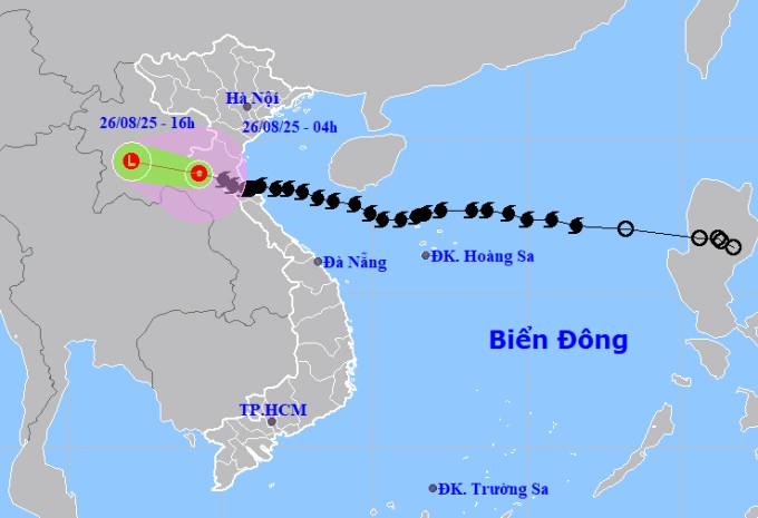 Đường đi của bão Kajiki. Ảnh: NCHMF