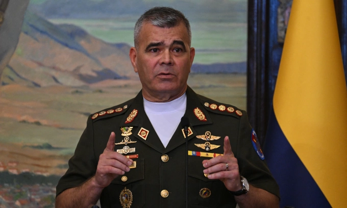 Bộ trưởng Quốc phòng Venezuela Vladimir Padrino tại Caracas tháng 5/2023. Ảnh: AFP