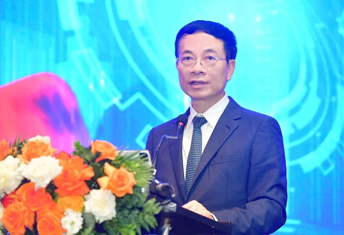 Bộ trưởng Khoa học và Công nghệ Nguyễn Mạnh Hùng phát biểu tại diễn đàn, sáng 29/8. Ảnh: Thanh Tùng