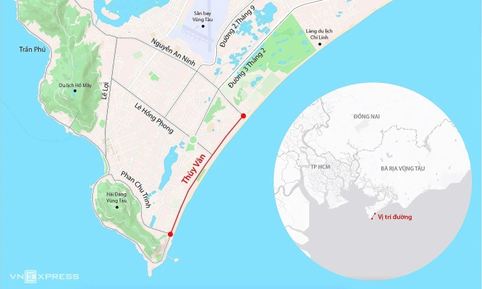 Bãi Thùy Vân - nơi diễn ra hoạt động cải tạo, chỉnh trang biển Vũng Tàu. Đồ họa: Đăng Hiếu