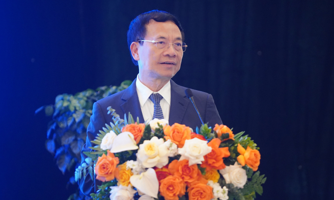 Bộ trưởng Khoa học và Công nghệ Nguyễn Mạnh Hùng tại Diễn đàn AI trong kỷ nguyên số, ngày 29/8. Ảnh: Lưu Quý