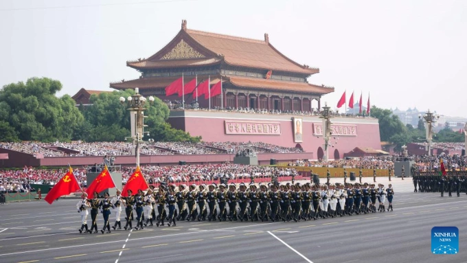 Quảng trường Thiên An Môn trong lễ duyệt binh. Ảnh: Xinhua