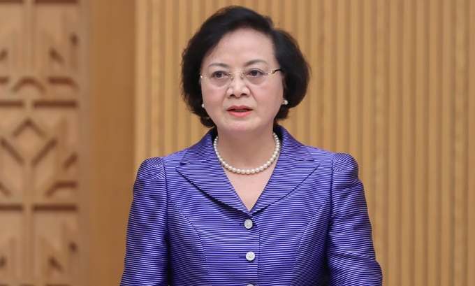 Bộ trưởng Nội vụ Phạm Thị Thanh Trà phát biểu sáng 6/9. Ảnh: VGP