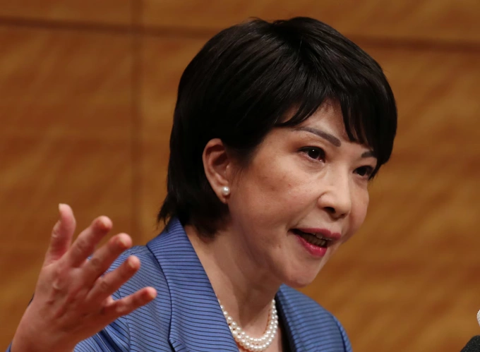 Bà Sanae Takaichi phát biểu tại cuộc họp báo ở Tokyo hồi năm 2021. Ảnh: Reuters