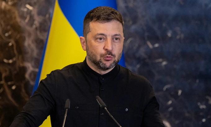 Tổng thống Ukraine Volodymyr Zelensky tại họp báo ở thành phố Uzhgorod, Ukraine ngày 5/9. Ảnh: AFP