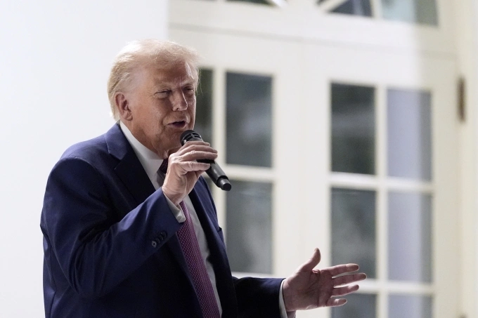 Ông Trump phát biểu trong tiệc tối ở Vườn Hồng ngày 5/9. Ảnh: AP