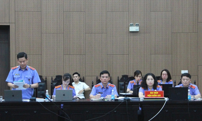 Đại diện VKSND Hà Nội thực hành quyền công tó tại tòa. Ảnh: Danh Lam