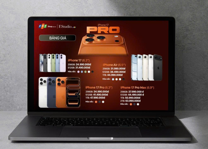 Mức giá của các thiết bị mới tại FPT Shop. Ảnh: FPT