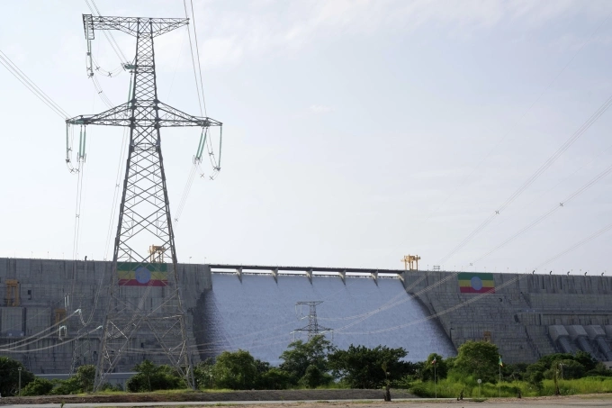 Đập Đại Phục Hưng ở Benishangul-Gumuz, Ethiopia, ngày 9/9. Ảnh: AP
