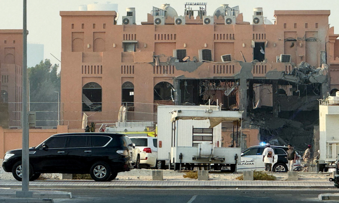Tòa nhà bị hư hại sau cuộc tấn công của Israel vào Doha, Qatar hôm 9/9. Ảnh: Reuters