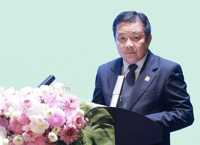 Tổng Giám đốc VNPT Huỳnh Quang Liêm tại lễ kỷ niệm 80 năm thành lập tập đoàn, chiều 6/9. Ảnh: VGP/Nhật Bắc