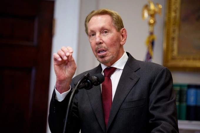 Tỷ phú Larry Ellison phát biểu tại Nhà Trắng ngày 21/1. Ảnh: AFP