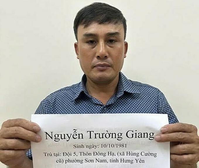Nguyễn Trường Giang tại cơ quan điều tra. Ảnh: Công an cung cấp