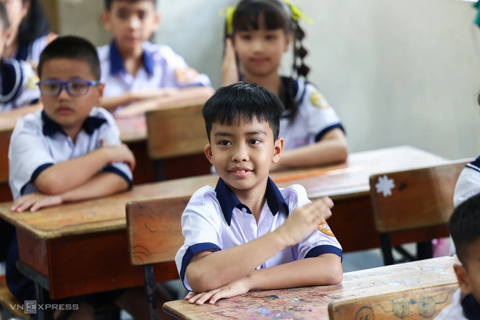 Học sinh trường Tiểu học Bùi Văn Mới, phường Phước Long, tháng 9/2025. Ảnh: Quỳnh Trần