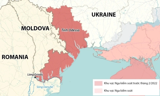 Đường biên giới giữa Romania và Ukraine dọc theo sông Danube. Đồ họa: RYV