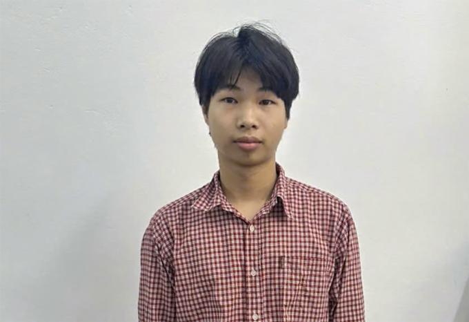 Nghi can Việt Anh tại cơ quan điều tra. Ảnh: Công an cung cấp