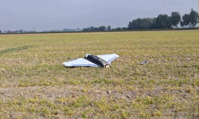 Xác vật thể được cho là UAV Gerbera trên lãnh thổ Ba Lan hôm 10/9. Ảnh: Lublin 24