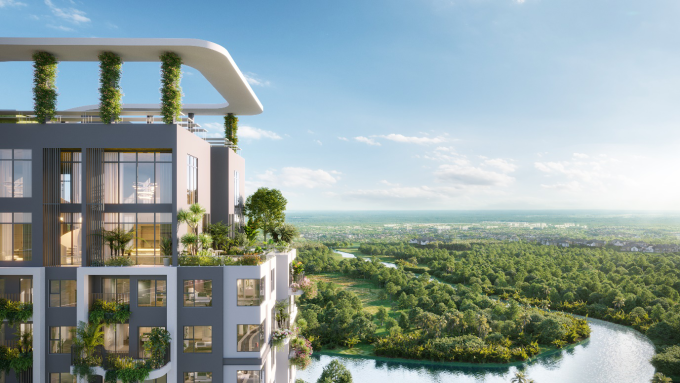 Sky villa thuộc bộ sưu tập Sky Premium nằm trên hai tầng cao nhất của tòa tháp Sky Retreat. Ảnh: Ecopark