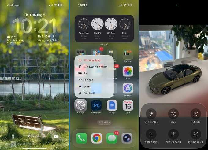 Giao diện Liquid Glass mới trên iOS 26. Ảnh: Tuấn Hưng