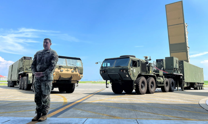 Bệ phóng Typhon tại căn cứ Iwakuni của Nhật Bản hôm 15/9. Ảnh: Reuters