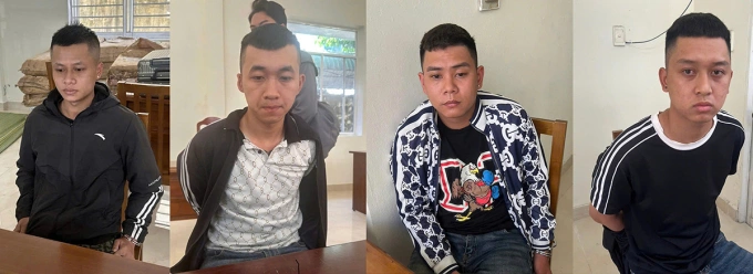 Từ trái qua, các bị can Chu Đình Huy, Chu Tâm Dương, Hoàng Khánh Duy và Chu Hữu Đông. Ảnh: Công an cung cấp