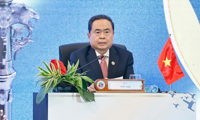 Chủ tịch Quốc hội Trần Thanh Mẫn phát biểu tại Phiên toàn thể AIPA-46 tại Malaysia hôm 18/9. Ảnh: TTXVN