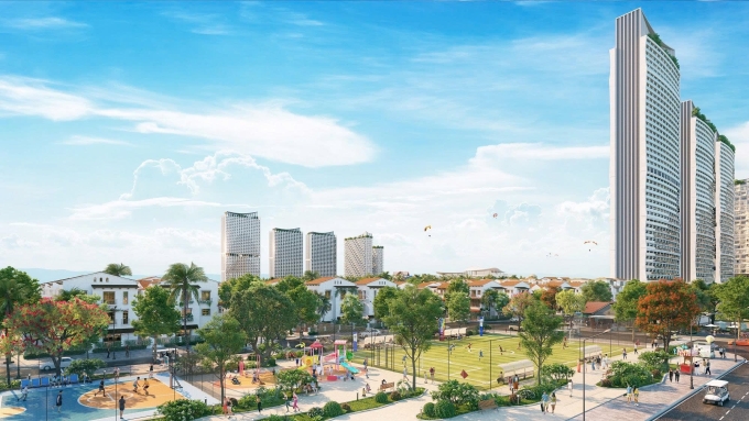 Các tòa tháp Blanca 6 và 7 mang sắc trắng, tạo hình cánh buồm do Aedas kiến tạo. Ảnh: Sun Property