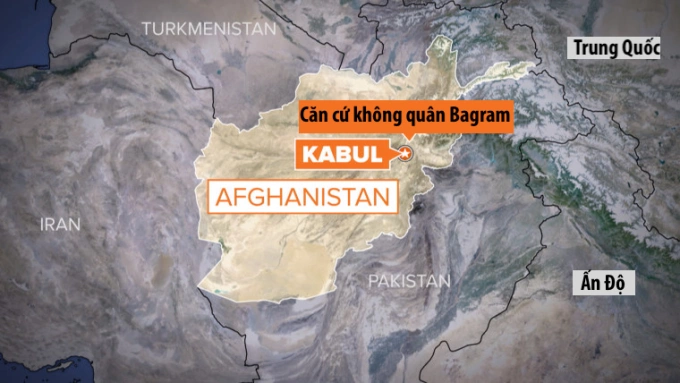 Vị trí căn cứ Bagram và Trung Quốc. Đồ họa: NBC