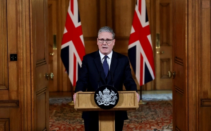 Thủ tướng Anh Keir Starmer phát biểu ngày 21/9, tuyên bố công nhận Nhà nước Palestine. Ảnh: AFP