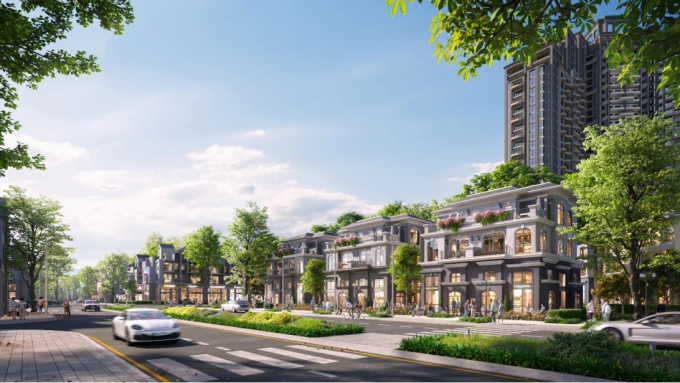 Phối cảnh tuyến phố thương mại tại The Campus 2. Ảnh: Ecopark