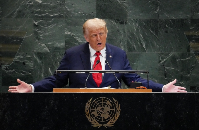 Tổng thống Mỹ Donald Trump phát biểu tại Đại hội đồng Liên Hợp Quốc ngày 23/9. Ảnh: AFP