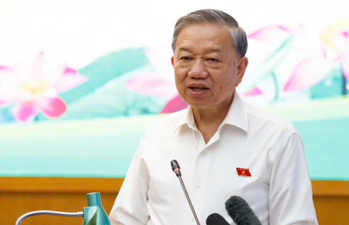 Tổng Bí thư Tô Lâm phát biểu tại buổi tiếp xúc cử tri chiều 23/9. Ảnh: Hoàng Phong
