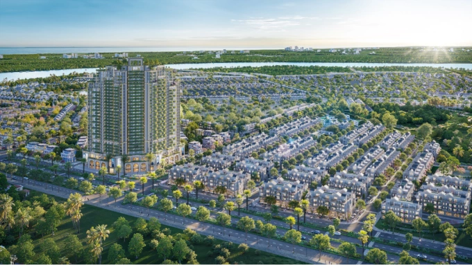 Phân khu The Campus 2 tiếp giáp đại lộ Nguyễn Sỹ Sách 70 m. Ảnh: Ecopark