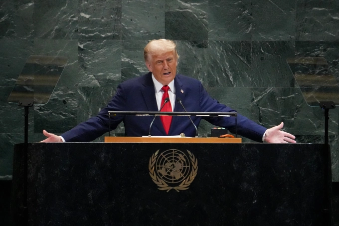 Tổng thống Mỹ Donald Trump phát biểu tại Đại hội đồng LHQ ngày 23/9. Ảnh: AP