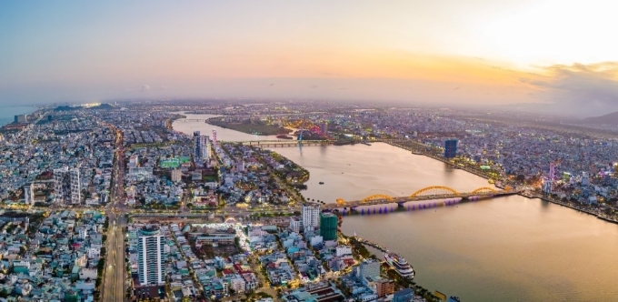 Thành phố Đà Nẵng nhìn từ trên cao. Ảnh: Shutterstock