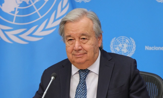 Tổng thư ký Liên Hợp Quốc Antonio Guterres trong cuộc họp báo ngày 19/9 tại New York, Mỹ. Ảnh: AFP