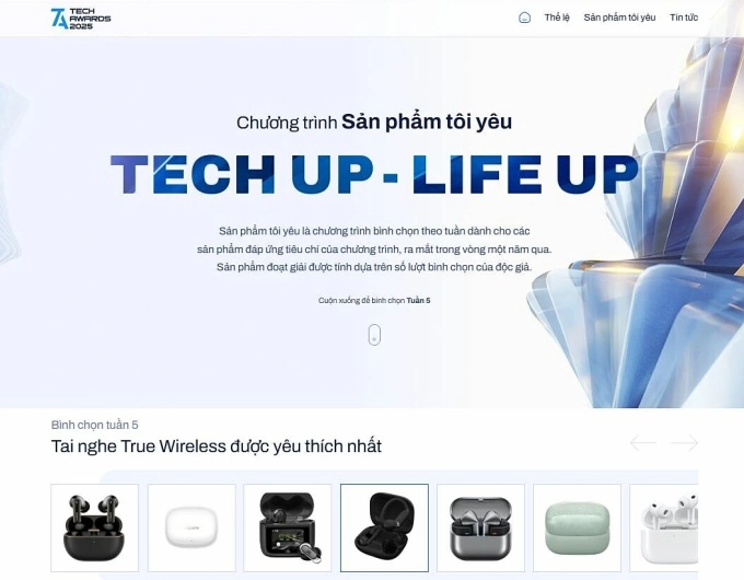 Giao diện Tech Awards 2025.