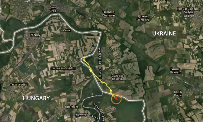 Đường bay drone nghi của Hungary hôm 26/9. Đồ họa: Bộ tổng tham mưu quân đội Ukraine