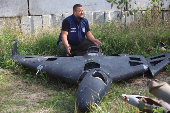 Xác UAV dòng Geran của Nga tại Kharkov, Ukraine hôm 19/9. Ảnh: AFP