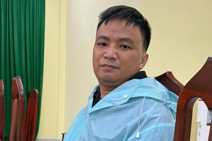 Mạnh tại cơ quan công an. Ảnh: Thanh Hoài