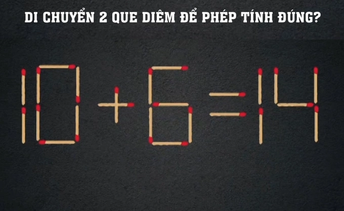 Di chuyển 2 que diêm để biến phép tính sai thành đúng