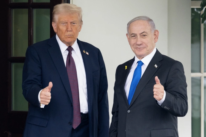 Tổng thống Mỹ Donald Trump (trái) và Thủ tướng Israel Benjamin Netanyahu tại Cánh Tây Nhà Trắng ngày 29/9. Ảnh: AFP