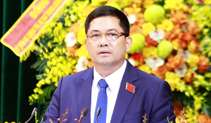 Ông Nguyễn Hồng Thái phát biểu tại Đại hội Đảng bộ tỉnh Bắc Ninh, sáng 30/9. Ảnh: Cổng thông tin Bắc Ninh