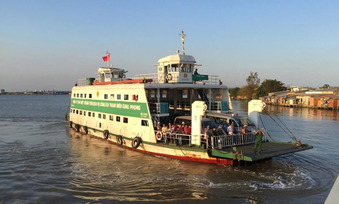 Phà chở khách ở bến Bình Khánh, năm 2020. Ảnh: Giang Anh