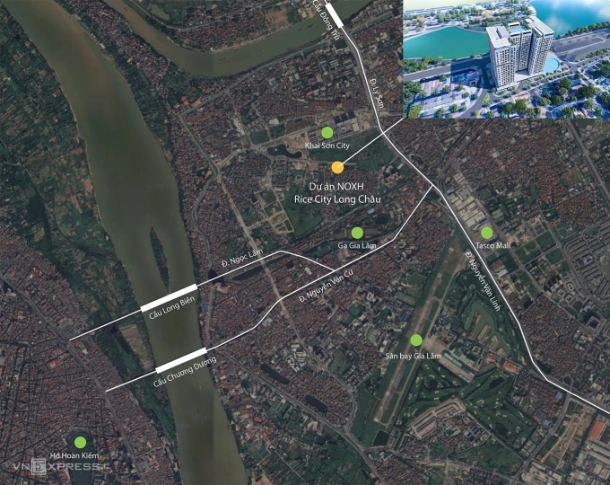 Vị trí dự án nhà ở xã hội Rice City Long Châu. Đồ họa: Anh Tú