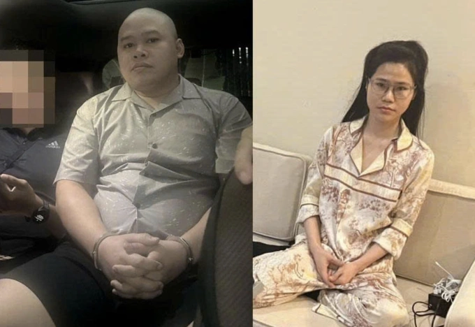 Vợ chồng Nguyễn Hoàng Dương và Nguyễn Thị Thu Kiều lúc bị bắt. Ảnh: Linh Đan