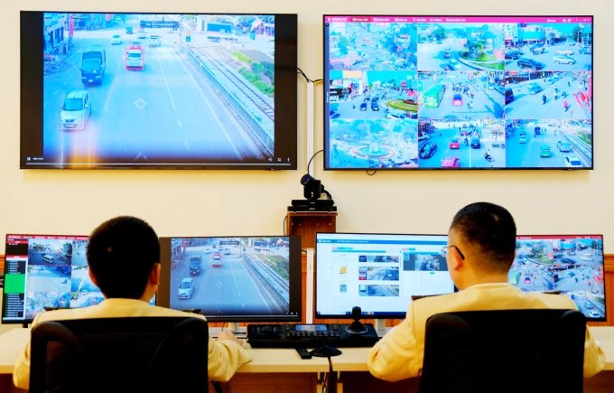 Hệ thống camera giám sát trật tự an toàn đô thị trên địa bàn TP Thái Nguyên. Ảnh: Thái Nguyên