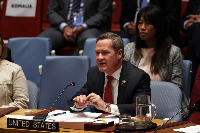 U.S. Ambassador to the United Nations Mike Waltz speaks at a Security Council meeting on the situation in the Middle East, including the question of Palestinian statehood, during the United Nations (UN) General Assembly on September 23, 2025, at UN headquarters in New York City. Ảnh: AFP